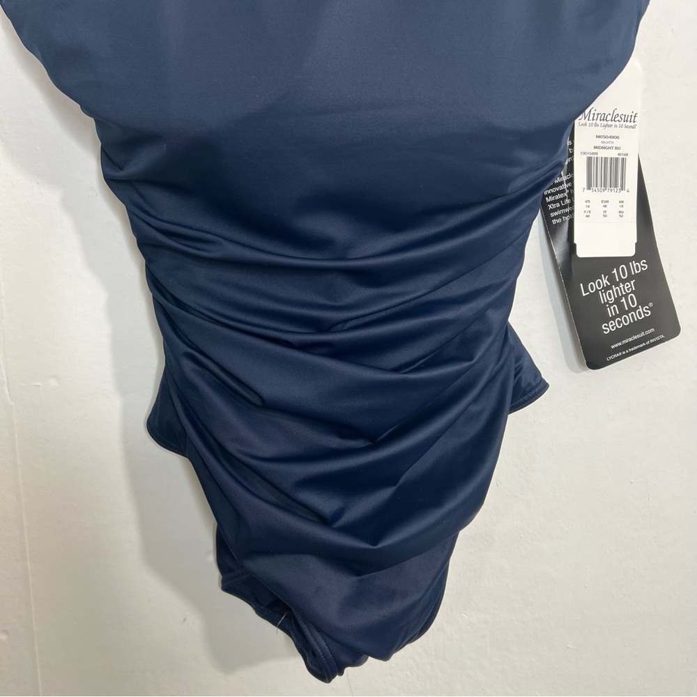 NWT Miraclesuit Regatta Navy Blue One Piece Slimming Swimsuit Size 16 - Picture 5 of 12
